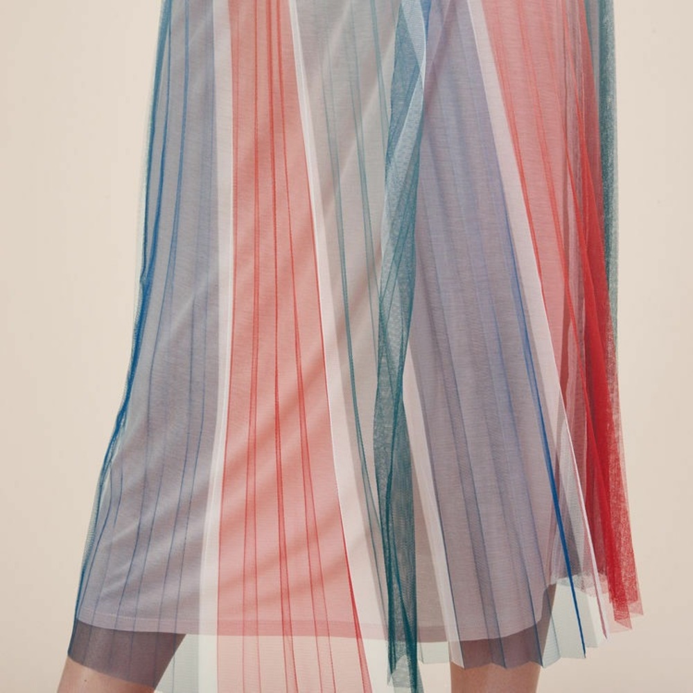 Maje Jonaelo Pleated Chiffon Midi Skirt NWT